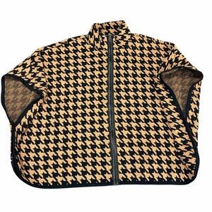 Rafaella Black and Tan Knit houndstooth Patterned sweater cape large